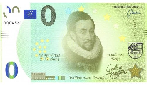 0 euro biljet willem van oranje